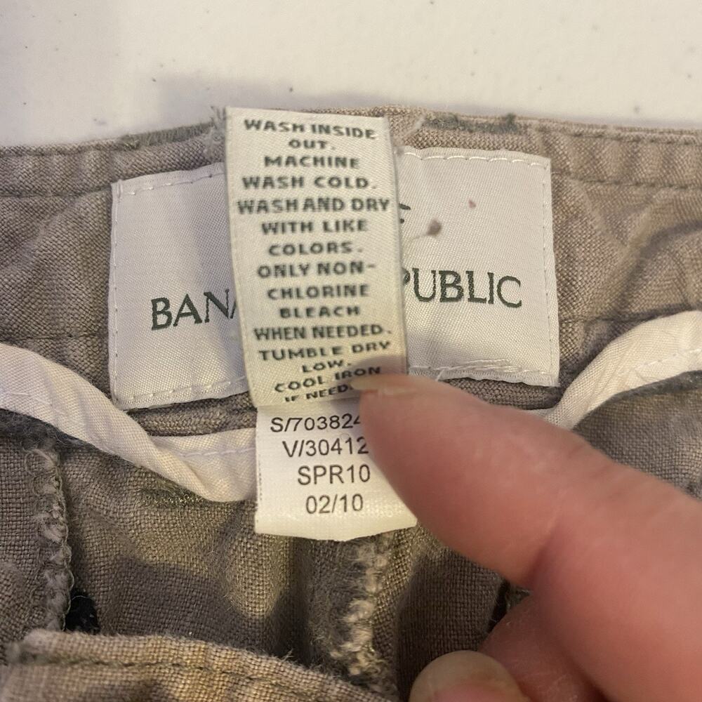 Y2K Banana Republic Women Pants WideLeg Sz 12 DarkGrey 100% Organic Linen Casual - Picture 5 of 11